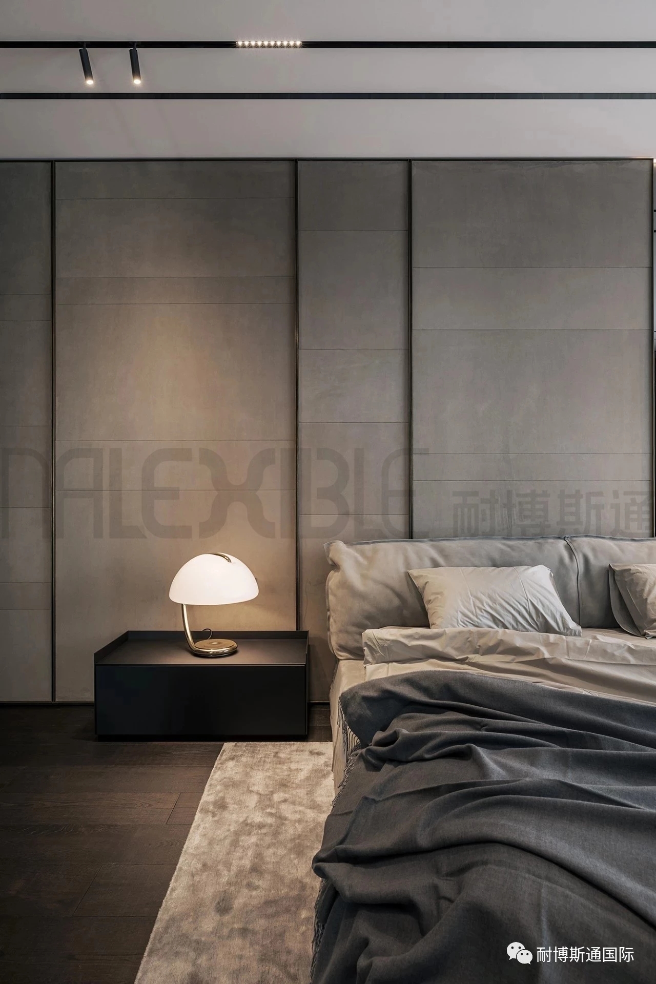 水泥霧面系列臥室牆面細節完整應用照|Cement Matte Series bedroom wall detail
