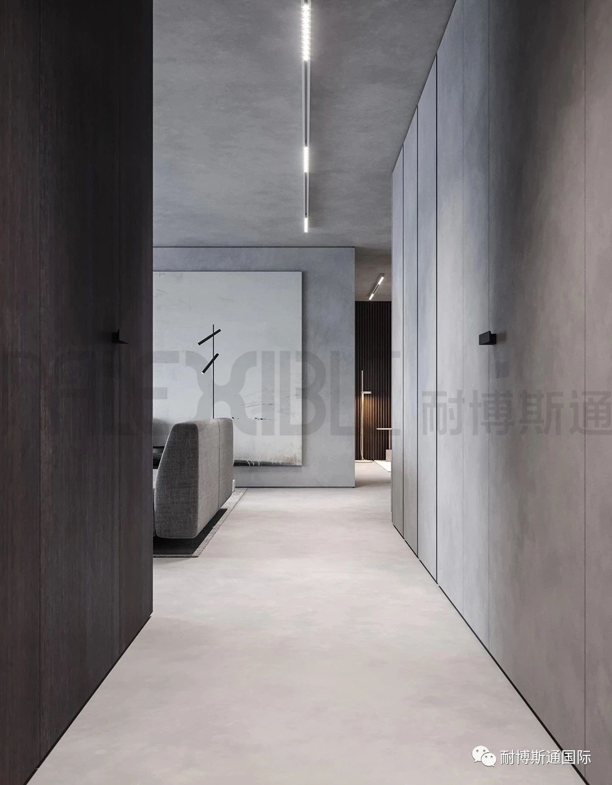 水泥霧面系列住宅廊道完整應用照|Cement Matte Series residential corridor