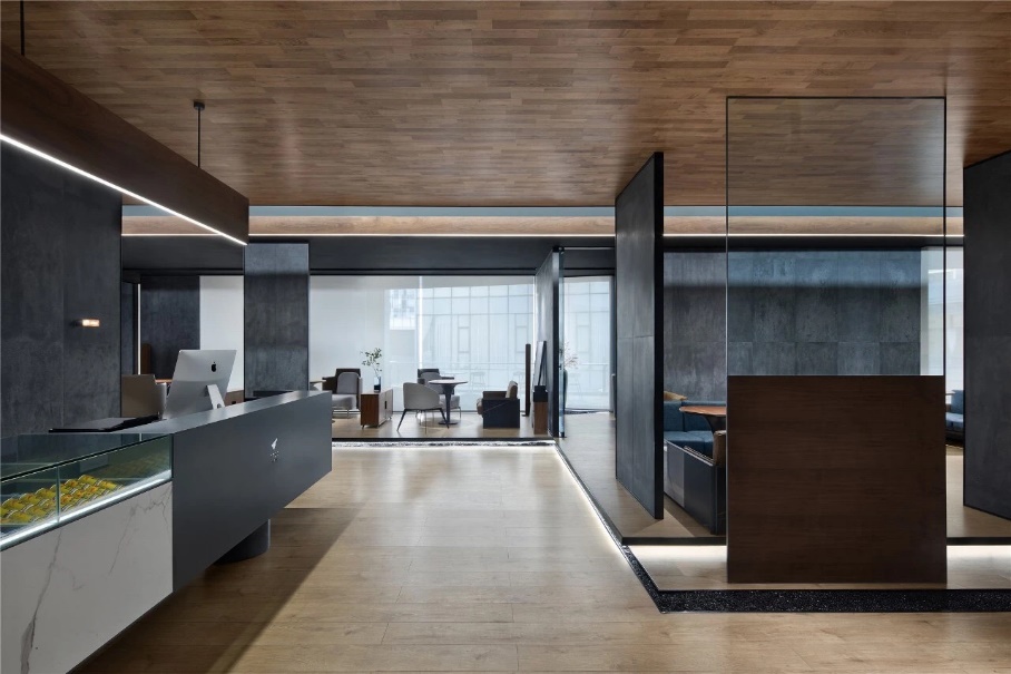 水泥霧面系列辦公接待區完整應用照|Cement Matte Series office reception