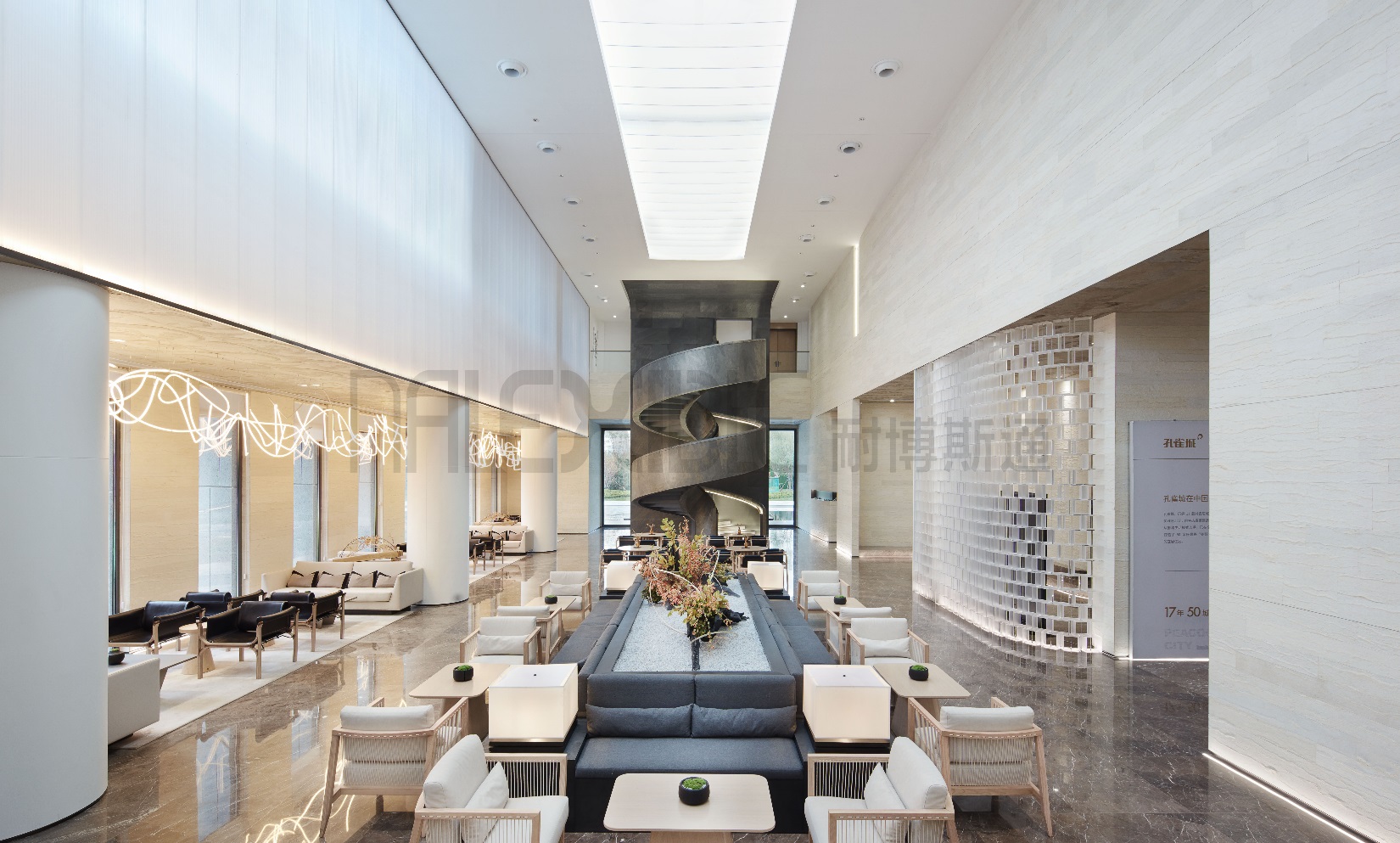 砂岩肌理系列旅宿大廳完整應用照|Sandstone Texture Series hospitality lobby