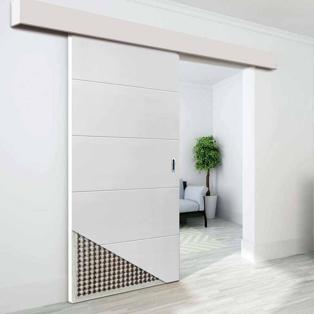 ArchiNova Materials Anova Core™ fiberboard family shown through a quiet interior system cutaway