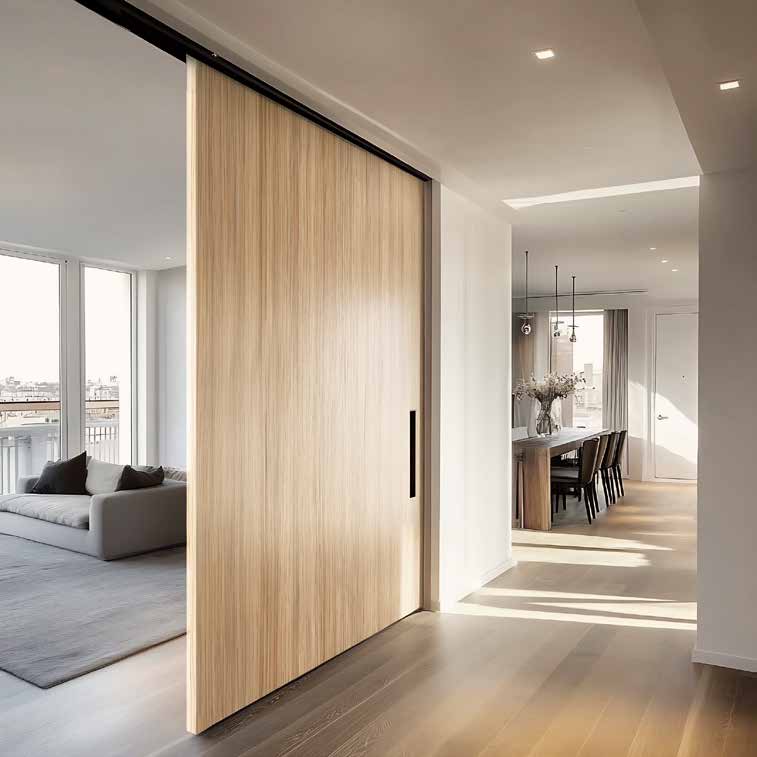 Anova Core fiberboard door system expressing quiet acoustic performance and structural integrity