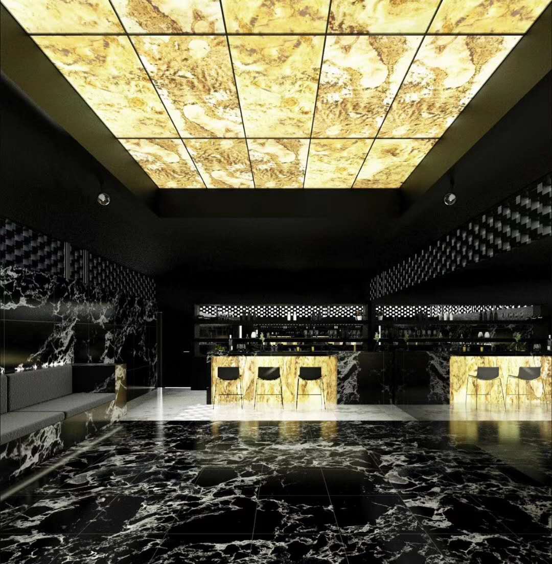 ArchiNova LumiSlate translucent stone featured in a Guangzhou boutique hotel bar